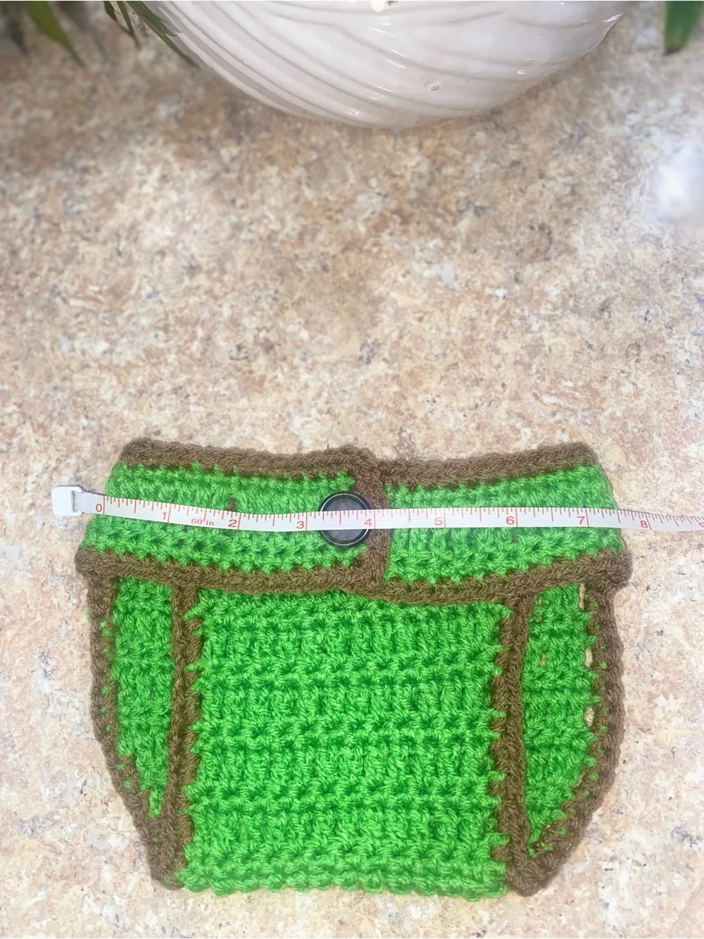 Handmade Green Crochet Baby Diaper Cover & Hat Set